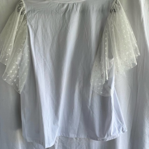 NWT Eloquii white stretch t-shirt with lace flutter sleeves, size 2x 18-… - Picture 12 of 16